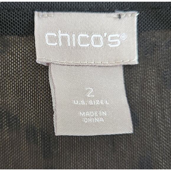 CHICO'S 2 Women's 12 Mesh Cardigan Animal Print V-Neck Button Up Lightweight 38" - Picture 3 of 7